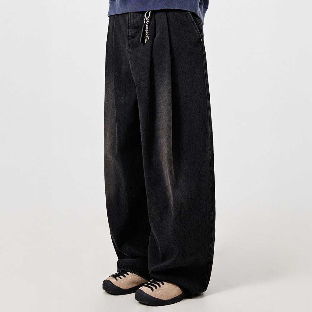 雙褶寬版丹寧褲 ADJUST TWO TUCK WIDE SLACKS_DENIM