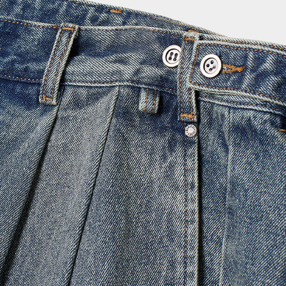 雙褶寬版丹寧褲 ADJUST TWO TUCK WIDE SLACKS_DENIM