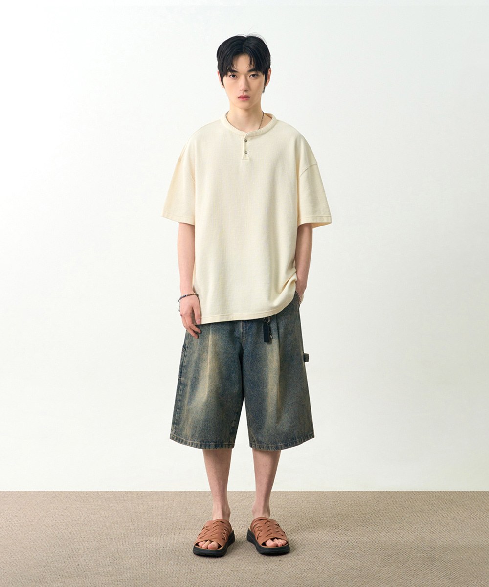 水洗工裝牛仔褲 BIO WASHING CARPENTER BERMUDA DENIM PANTS