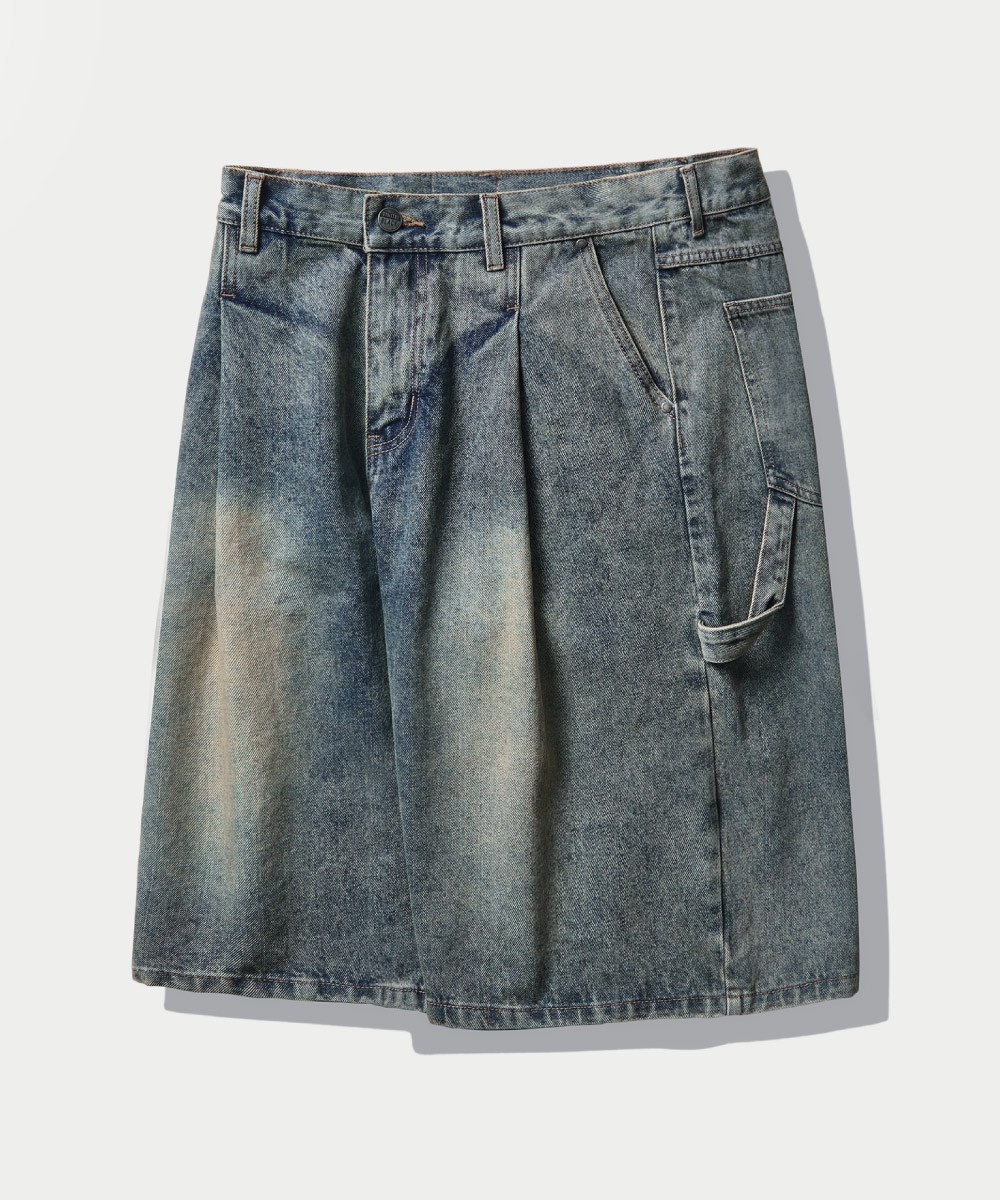 水洗工裝牛仔褲 BIO WASHING CARPENTER BERMUDA DENIM PANTS