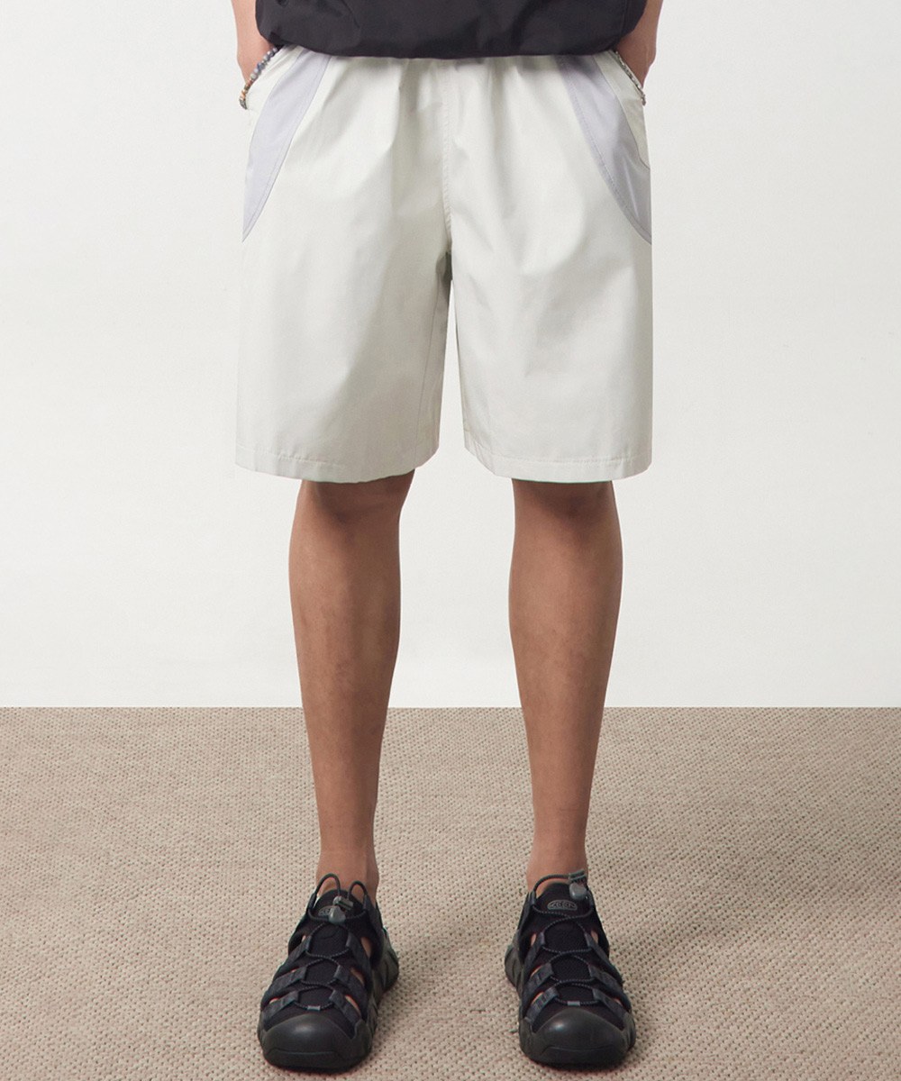 拼接休閒短褲 DOUBLE LAYER SLASH HALF PANTS