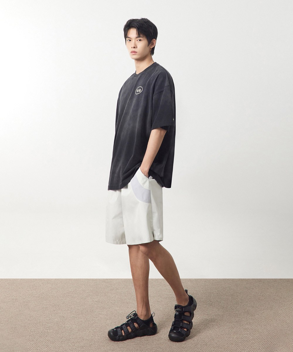 拼接休閒短褲 DOUBLE LAYER SLASH HALF PANTS