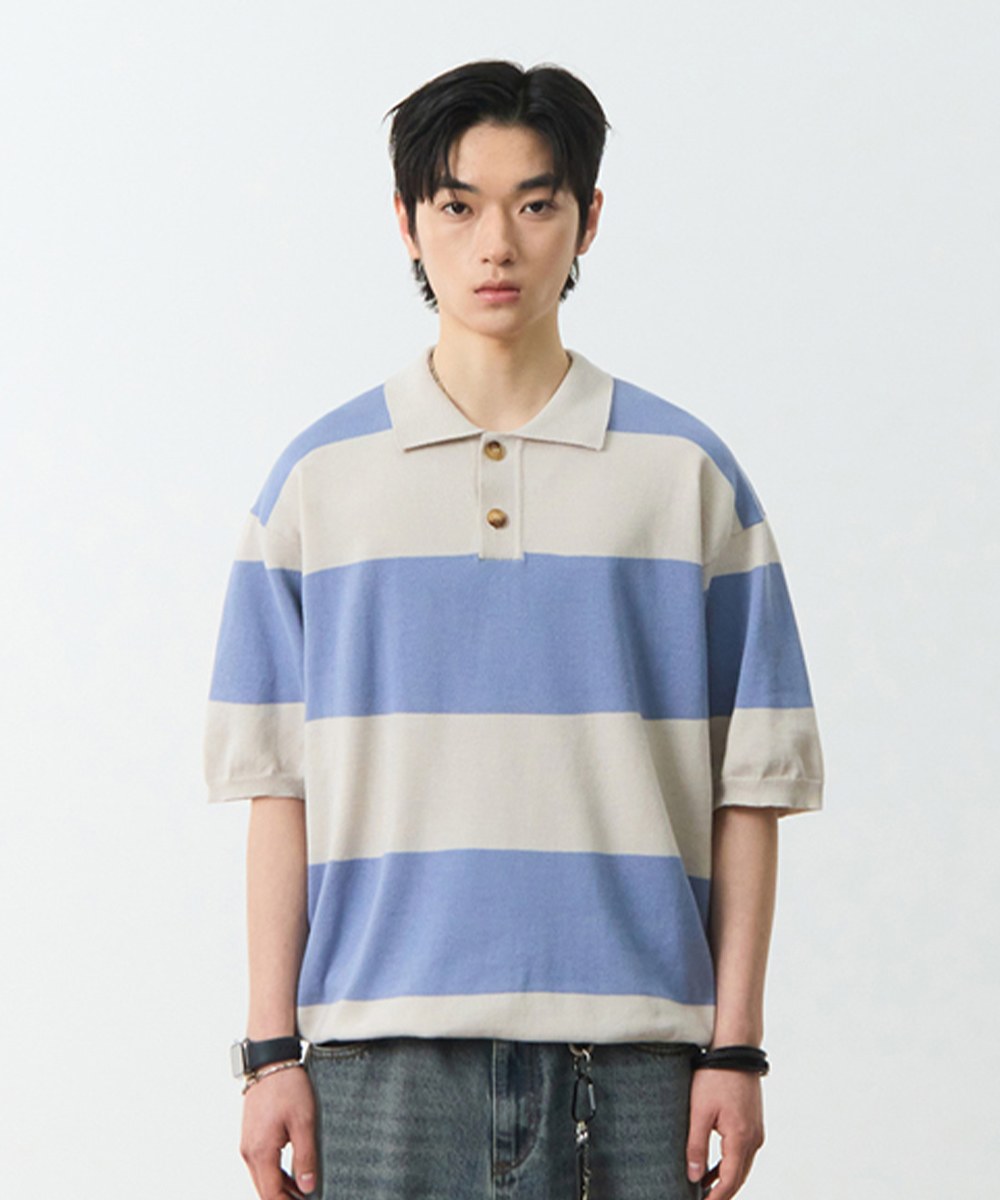 條紋橄欖球衫 STRIPE RUGBY HALF KNIT