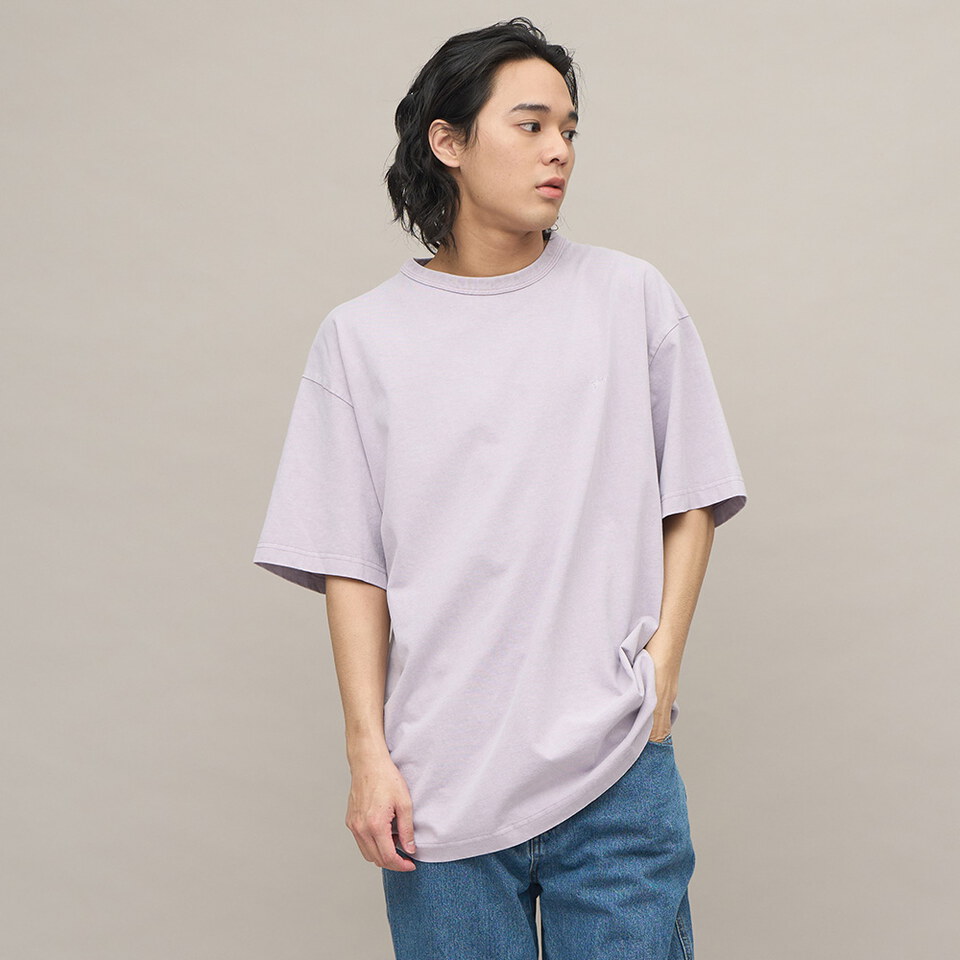 寬版刺繡水洗短TEE