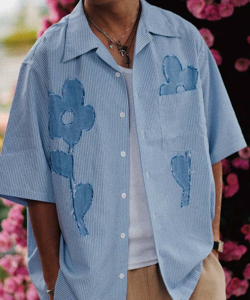 條紋開領襯衫 3S Flower Shirt
