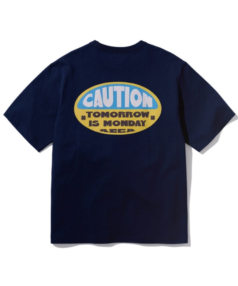 印花短TEE CAUTION HALF SLEEVE