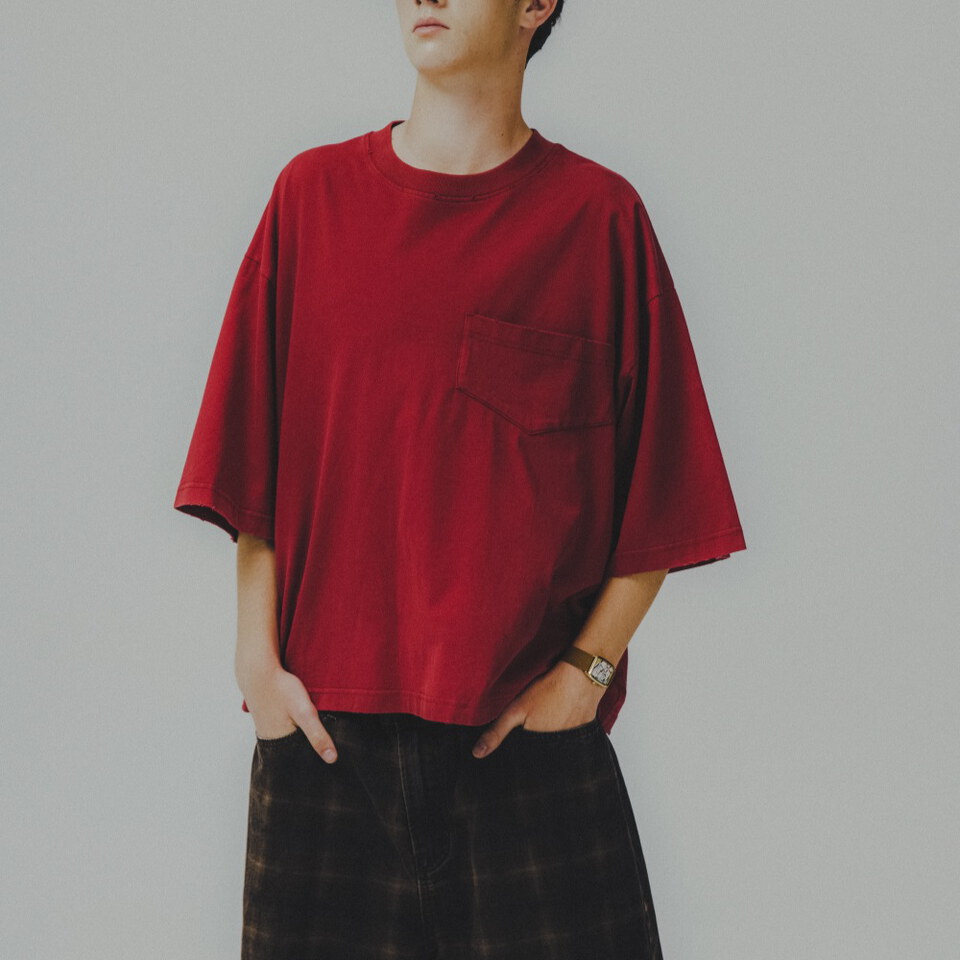 水洗口袋Tee Washed Wide Pocket Crop Tee