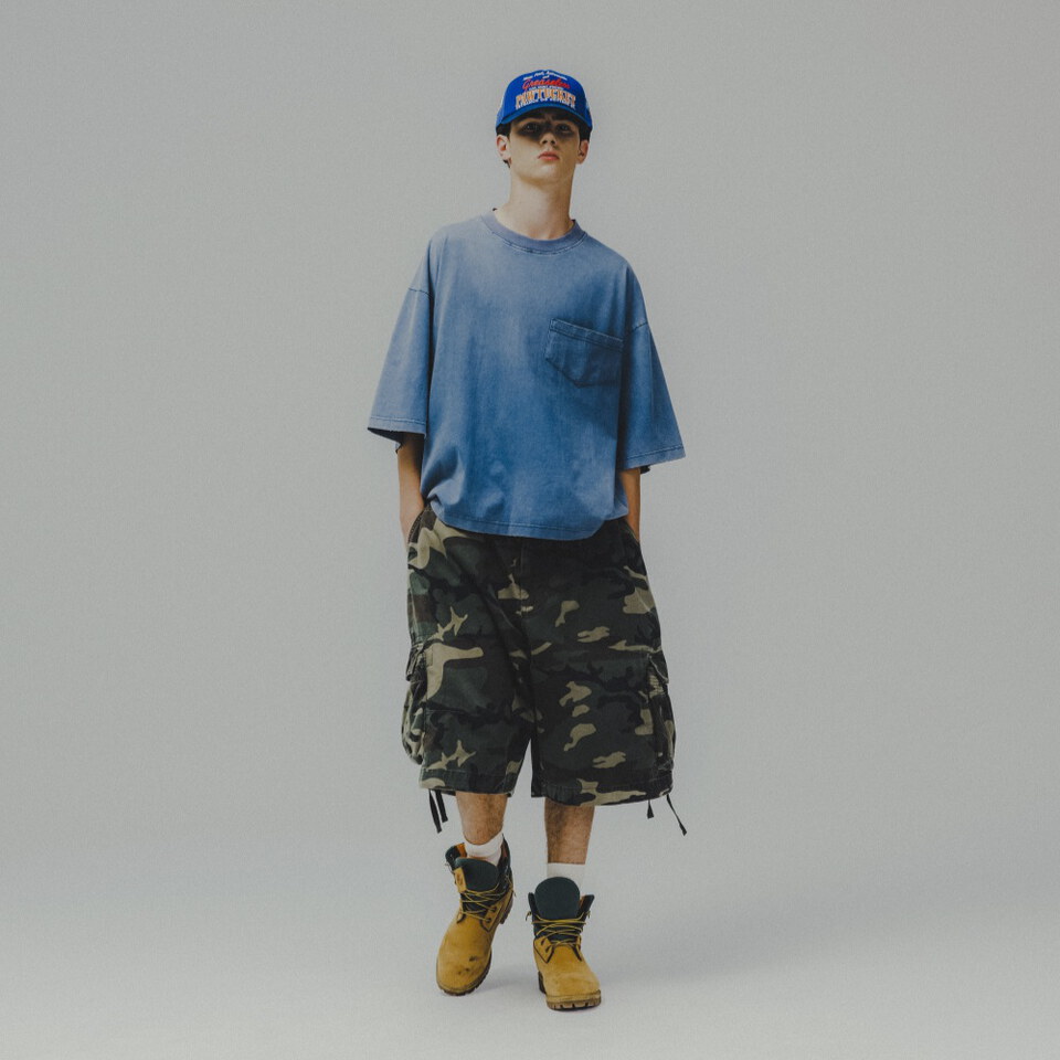 水洗口袋Tee Washed Wide Pocket Crop Tee