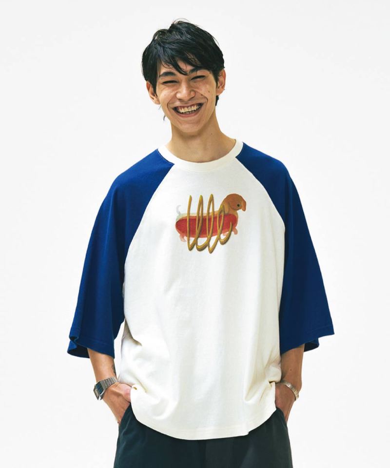 AGL0106-252 趣味插畫短Tee Hotdog Graphic Raglan Half Tee