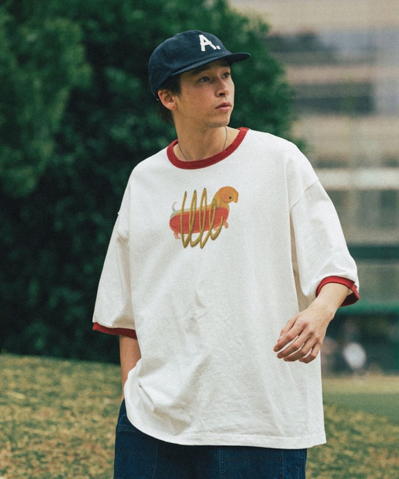 AGL0106-252 趣味插畫短Tee Hotdog Graphic Raglan Half Tee
