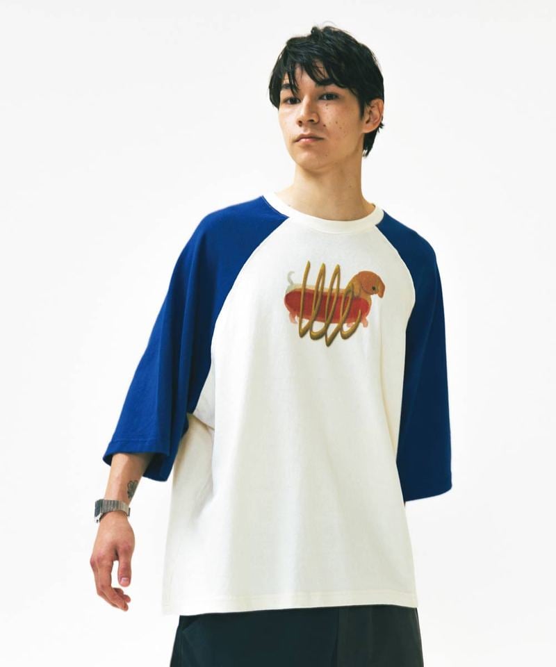 AGL0106-252 趣味插畫短Tee Hotdog Graphic Raglan Half Tee