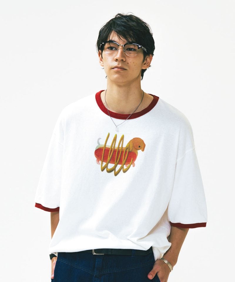 AGL0106-252 趣味插畫短Tee Hotdog Graphic Raglan Half Tee