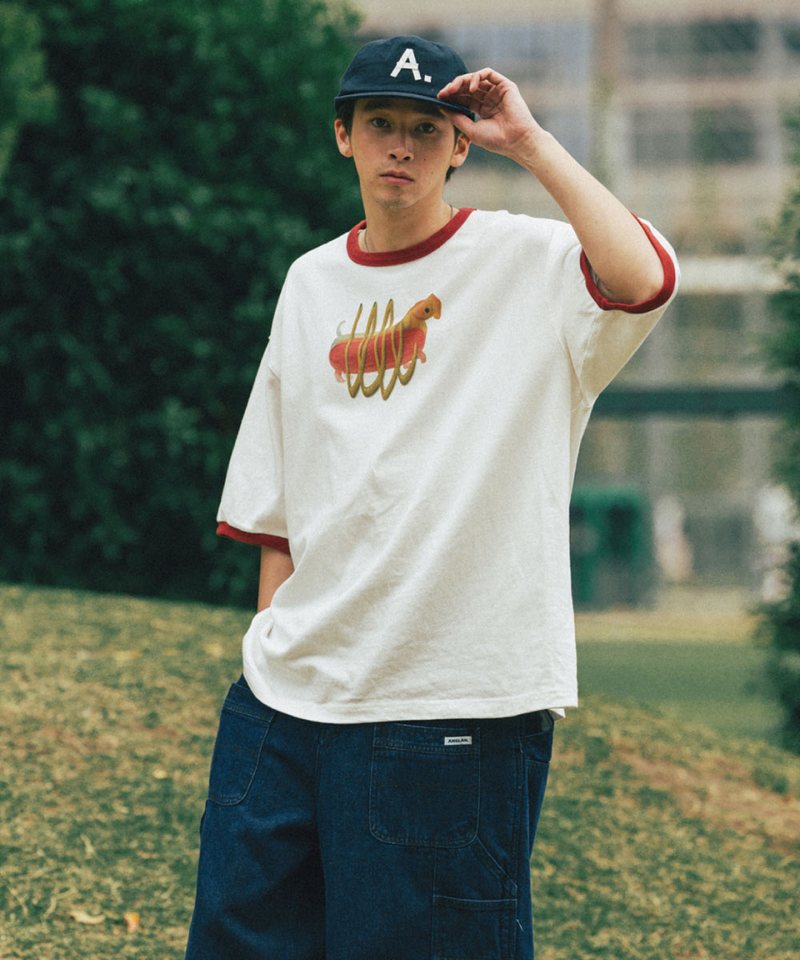 AGL0106-252 趣味插畫短Tee Hotdog Graphic Raglan Half Tee
