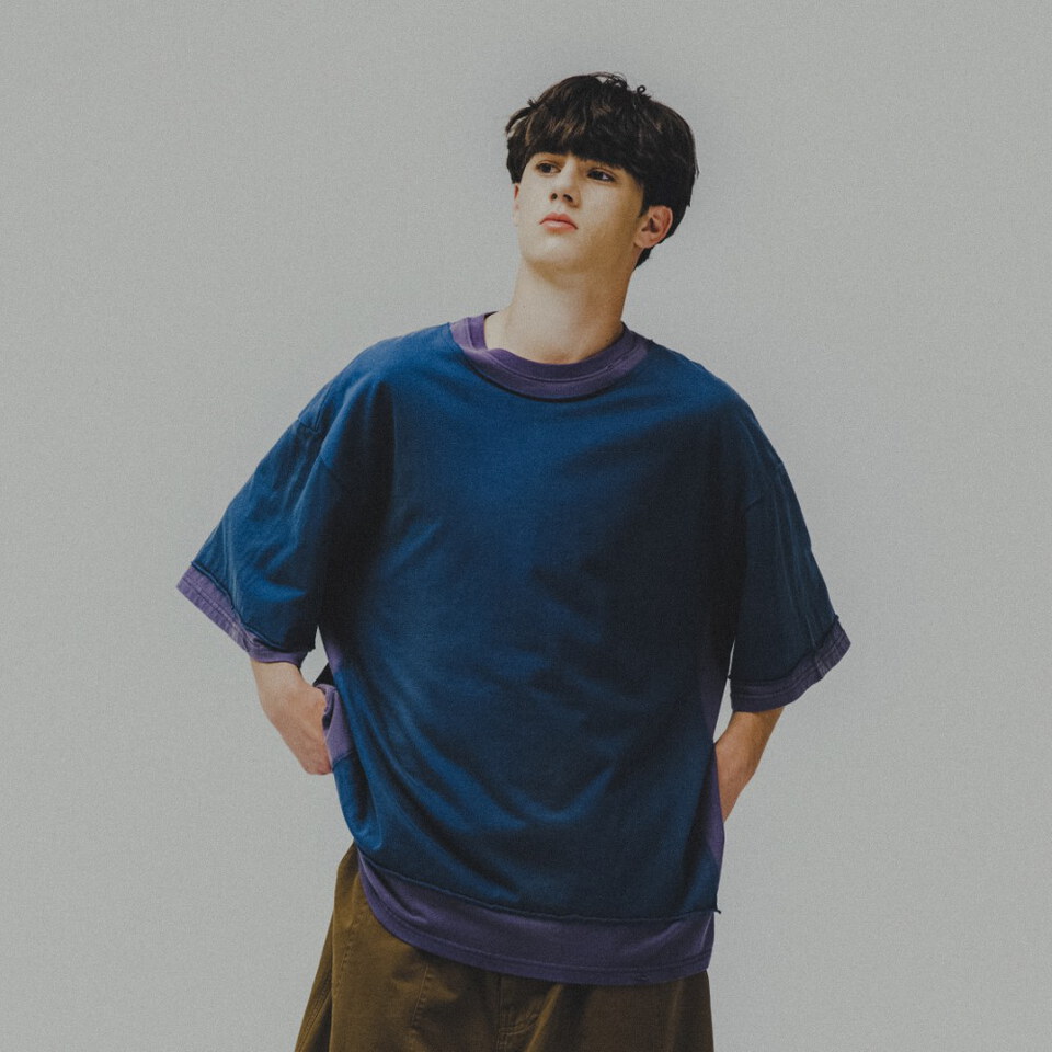 拼接水洗Tee Double Layer Washed Tee