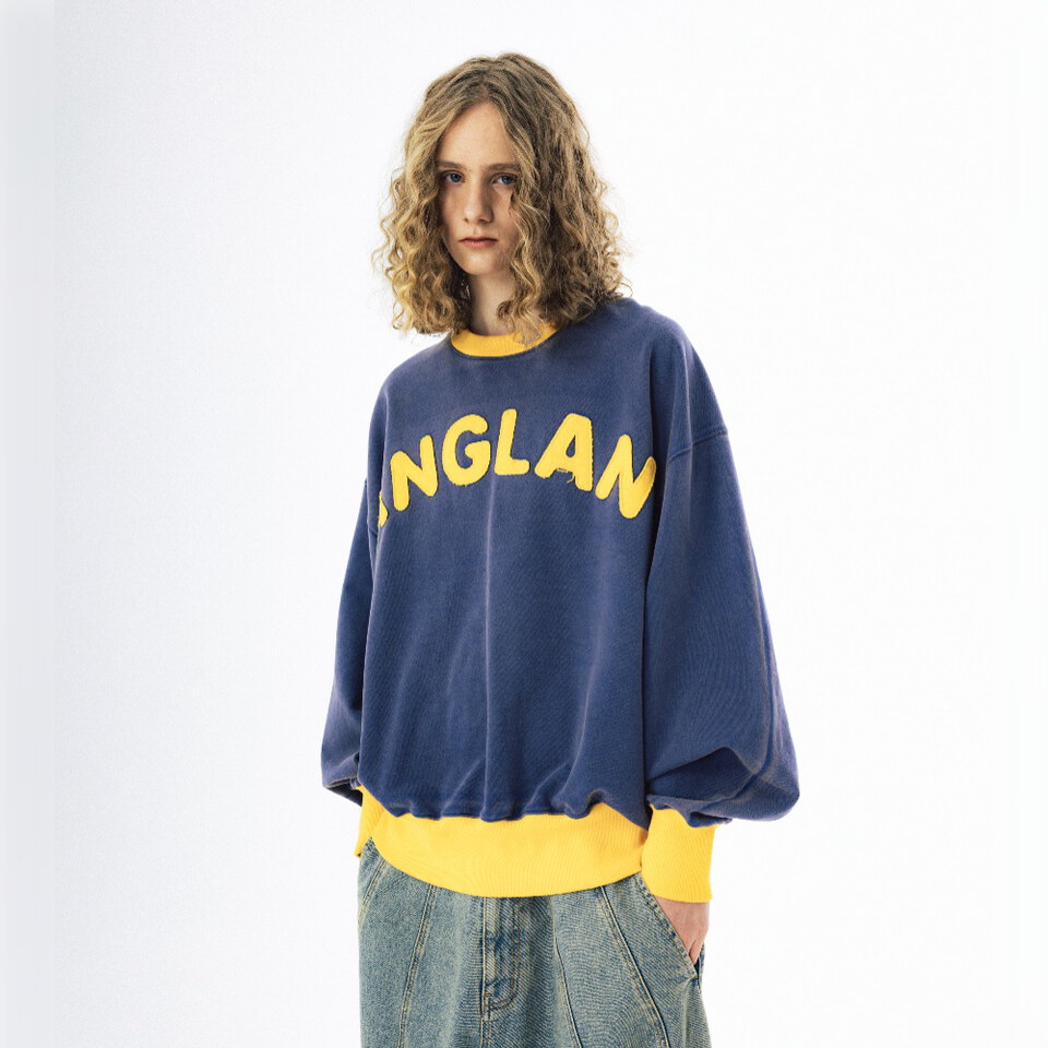 AGL0130-262 水洗大學Tee Applique Washed Sweat Shirt