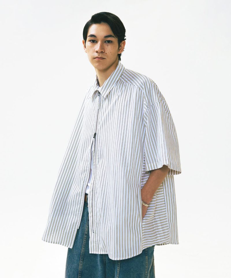 AGL0202-252 條紋拉鍊襯衫 Striped Zip up Half Shirt