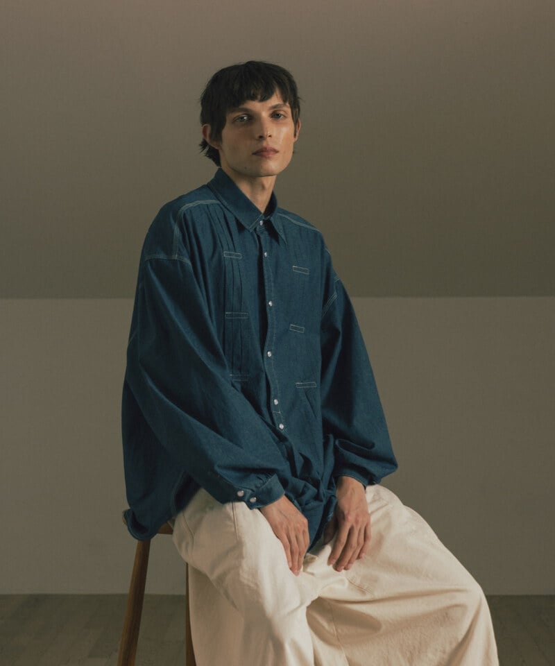 AGL0203-252 立體摺線襯衫 Pleated Chambray Shirt