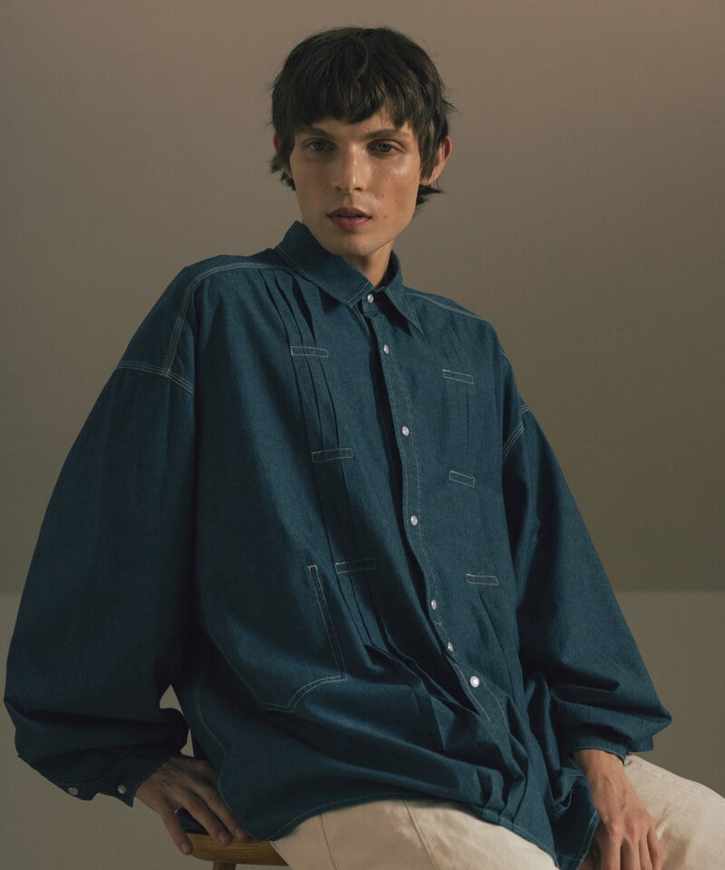 AGL0203-252 立體摺線襯衫 Pleated Chambray Shirt