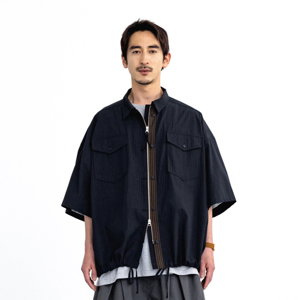 AGL0205-261 格紋拉鍊襯衫 Check Zip-Up Half Shirt