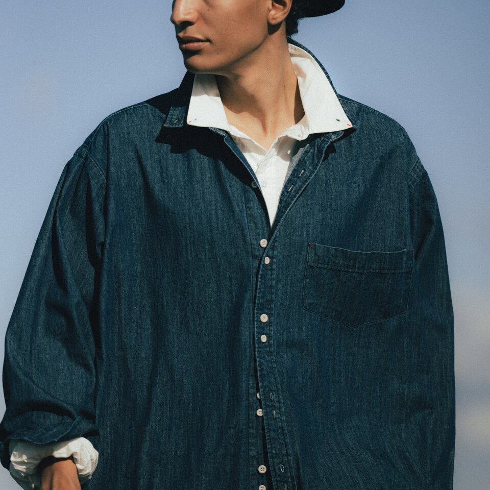 雙釦牛仔襯衫 Double Button Denim Shirt