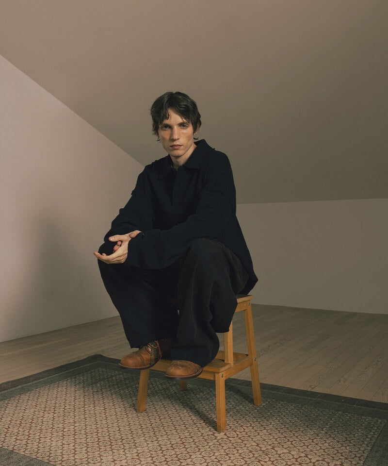 AGL0301-252 針織上衣 Big-Collar Waffle Pullover