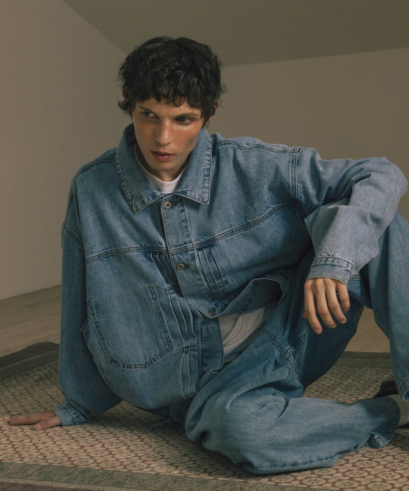 AGL1102-252 寬版牛仔外套 Pleated Wide Denim Jacket