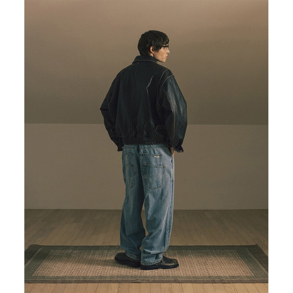 寬錐形牛仔褲 Wide Tapered Denim Pants