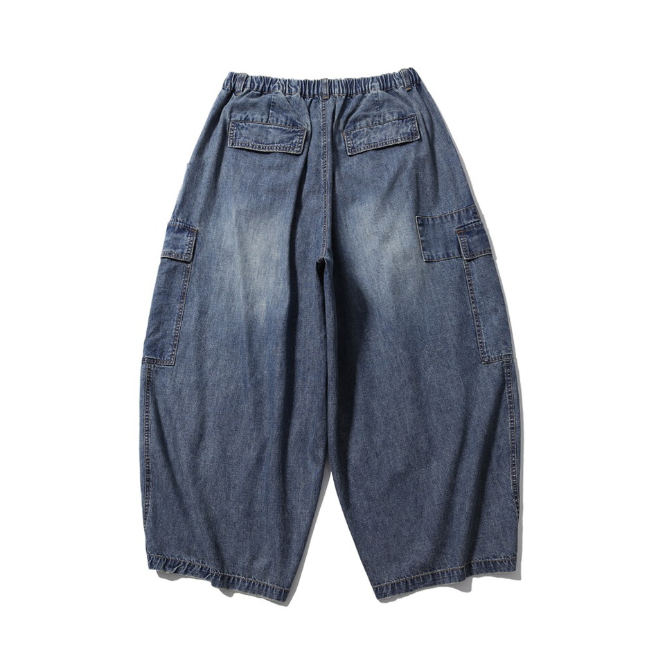 丹寧氣球長褲 Distressed Cargo Denim Balloon Pants
