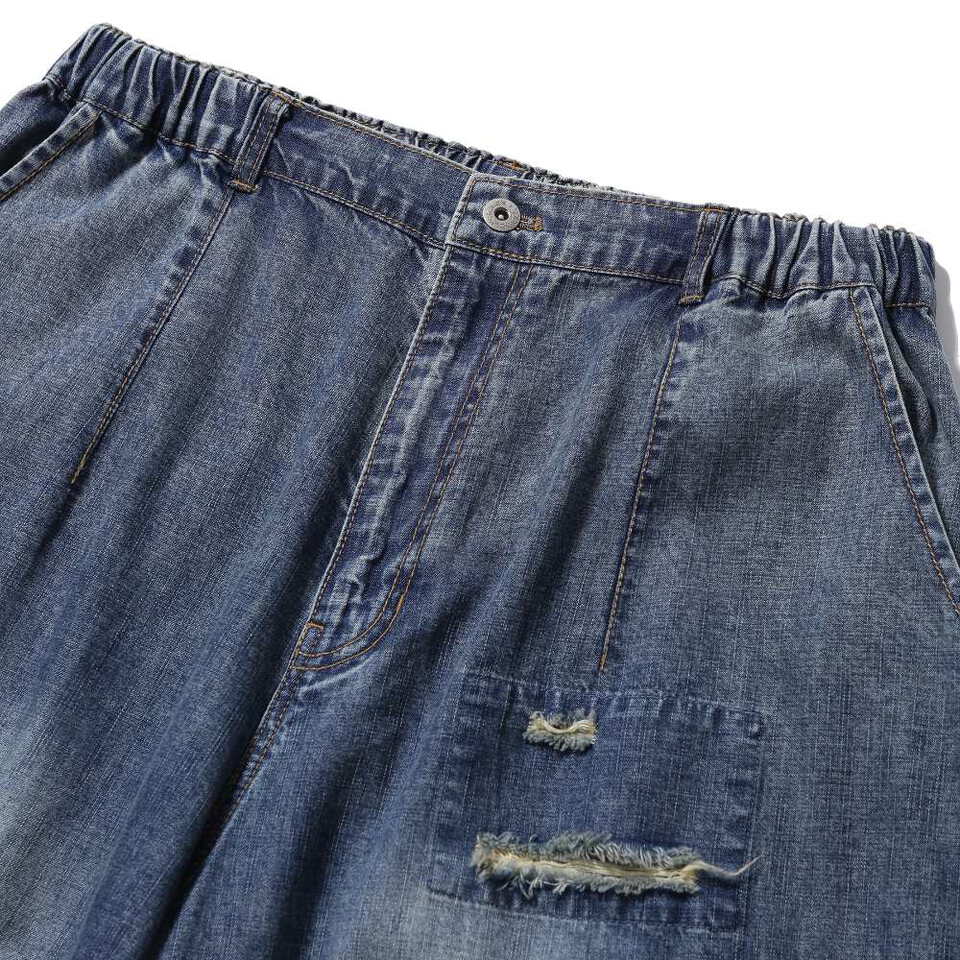 丹寧氣球長褲 Distressed Cargo Denim Balloon Pants