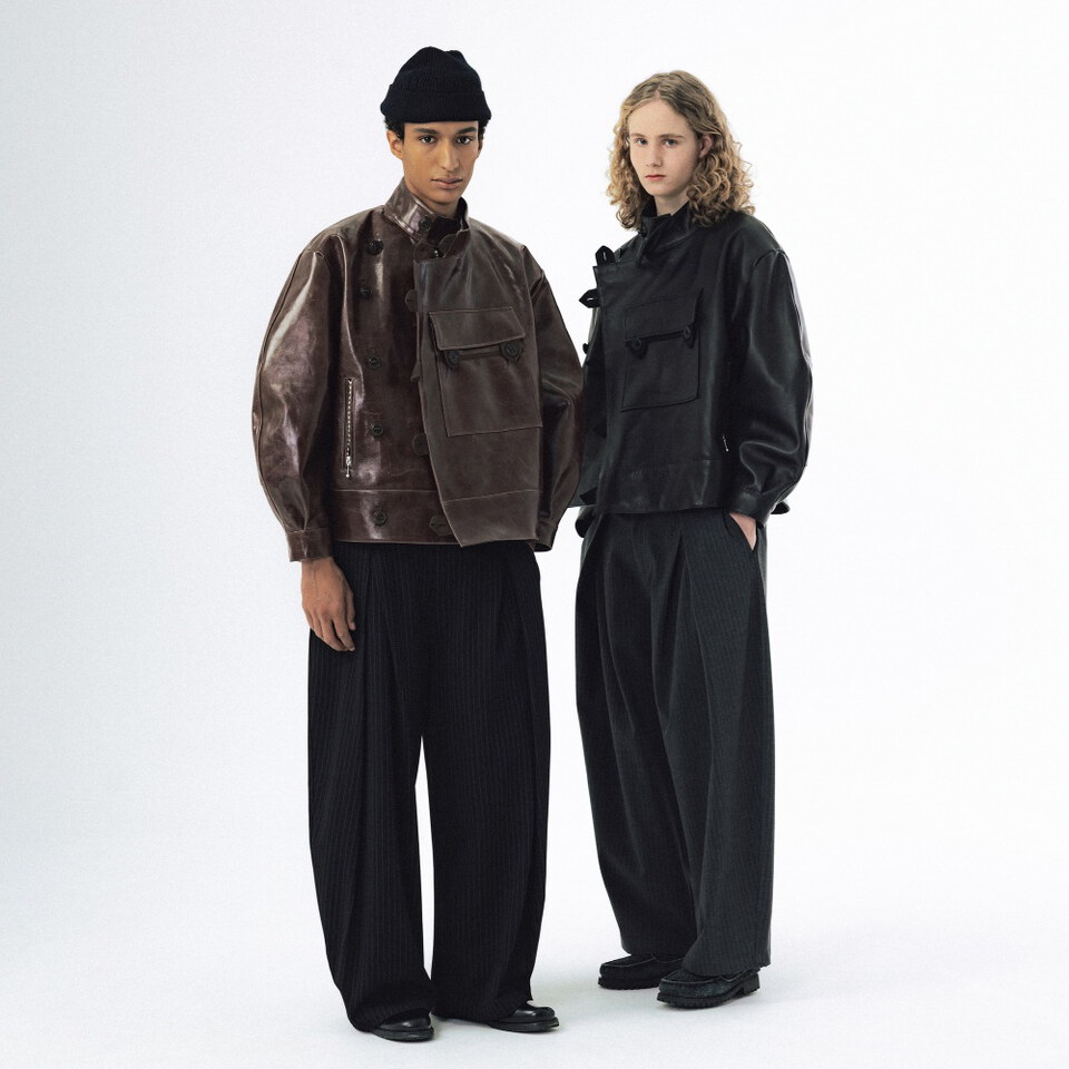 條紋打褶長褲 Overlapping Pleat Striped Trousers