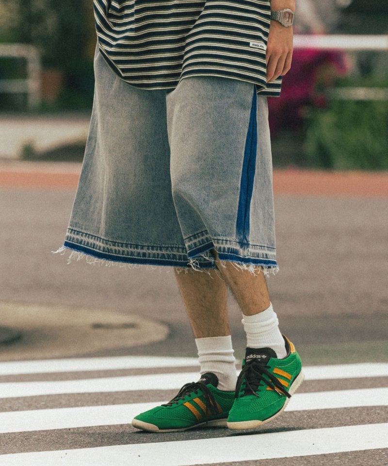 AGL1702-252 側刷水洗丹寧短褲 Side Washed Denim Half Pants