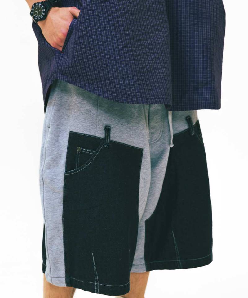 AGL1703-252 拼接休閒短褲 Denim Double Sweat Half Pants