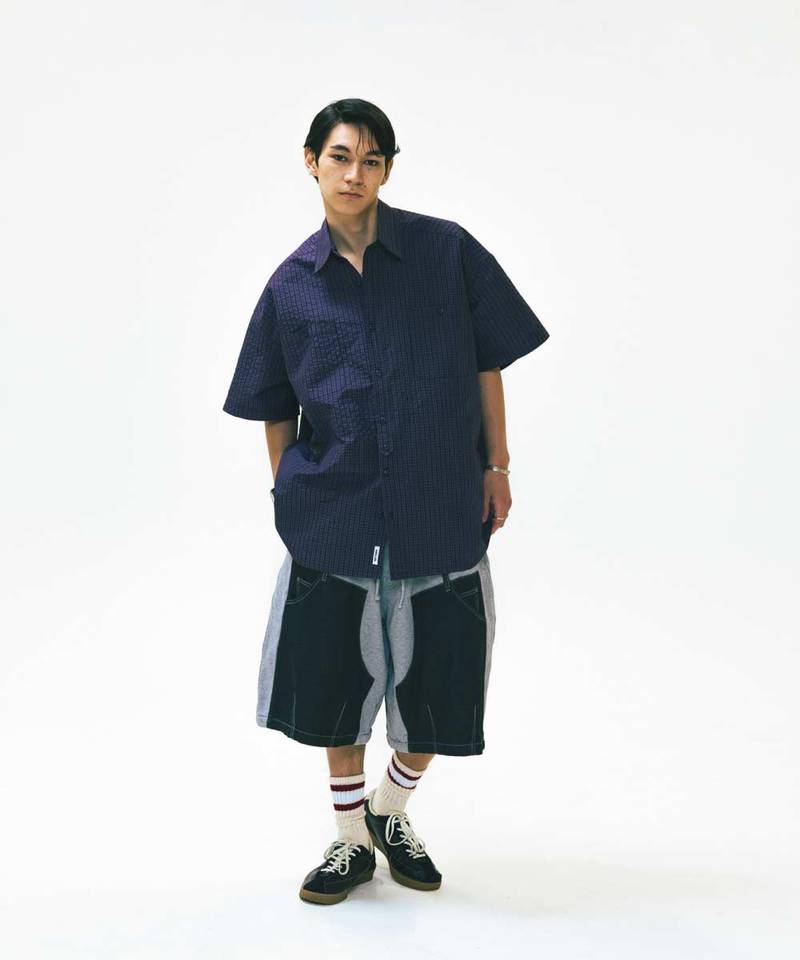 AGL1703-252 拼接休閒短褲 Denim Double Sweat Half Pants