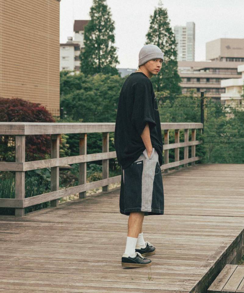 AGL1703-252 拼接休閒短褲 Denim Double Sweat Half Pants