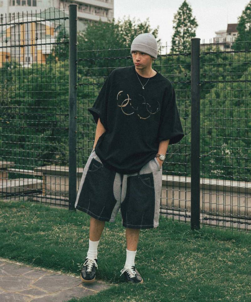 AGL1703-252 拼接休閒短褲 Denim Double Sweat Half Pants