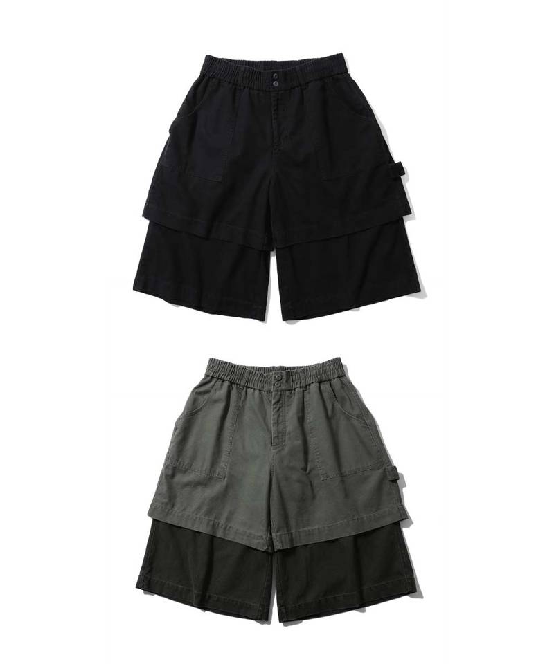 AGL1704-252 拼接工裝五分褲 Layered Half Fatigue Half Pants