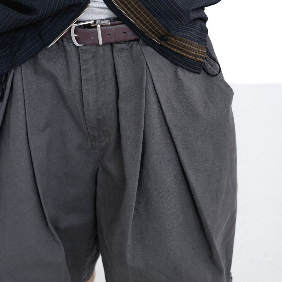 雙打褶五分褲 Cross Pleated Chino Half Pants