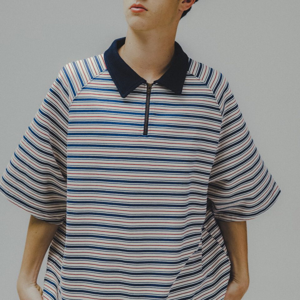 條紋Polo衫 Striped Raglan Half-Zip Polo