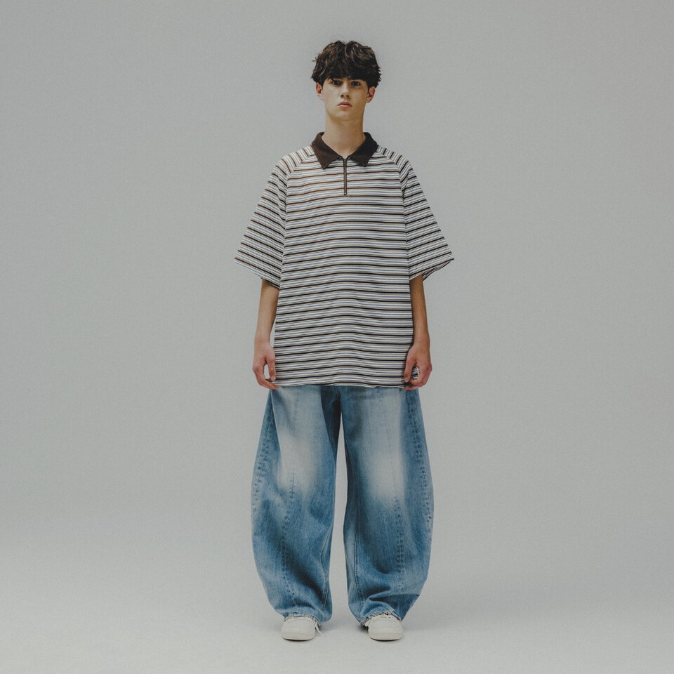 條紋Polo衫 Striped Raglan Half-Zip Polo
