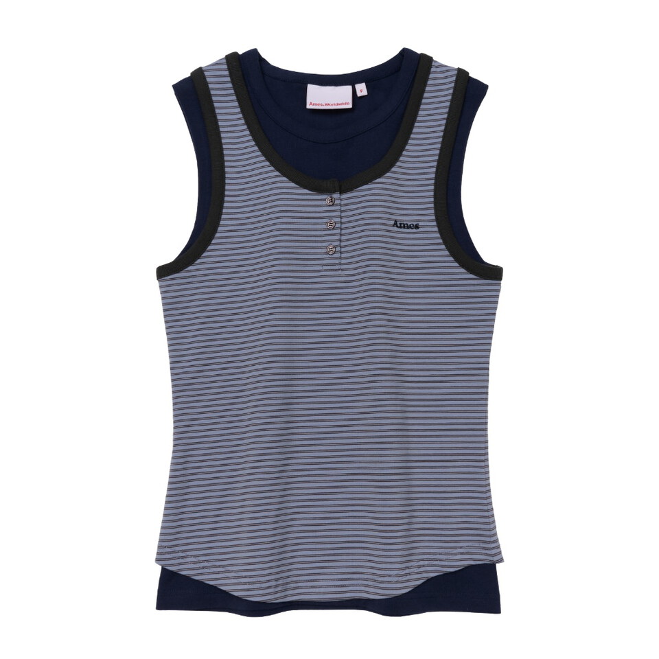 AMES0501-261 疊穿條紋背心 LAYERED BUTTON SLEEVELESS