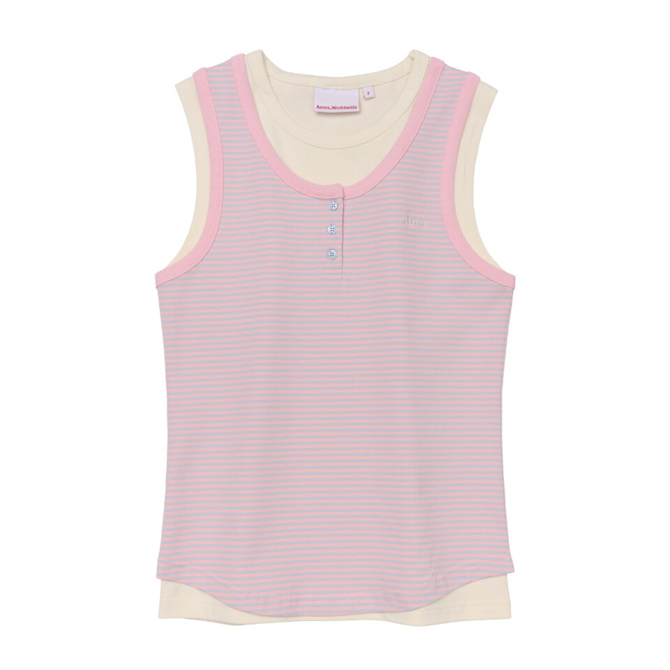 疊穿條紋背心 LAYERED BUTTON SLEEVELESS