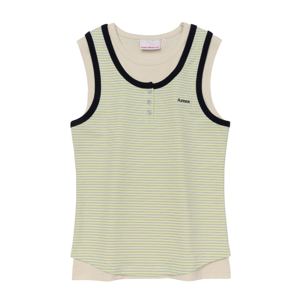 AMES0501-261 疊穿條紋背心 LAYERED BUTTON SLEEVELESS