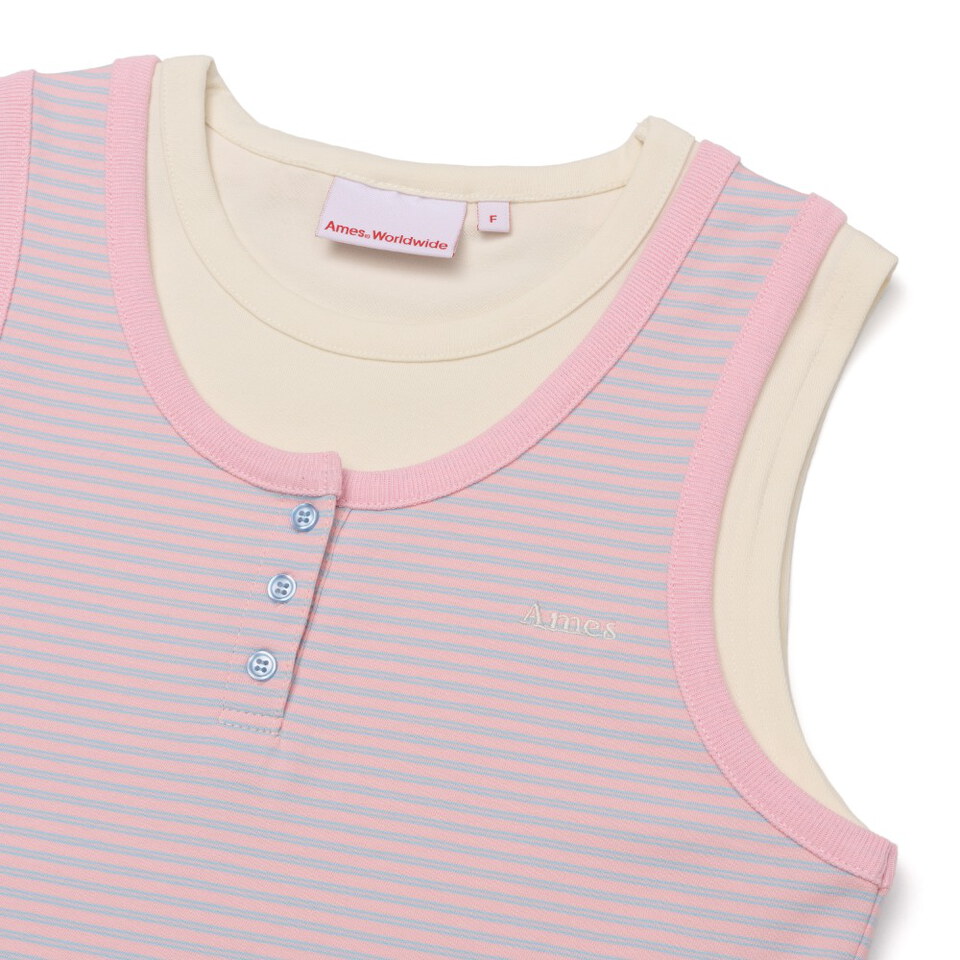 AMES0501-261 疊穿條紋背心 LAYERED BUTTON SLEEVELESS
