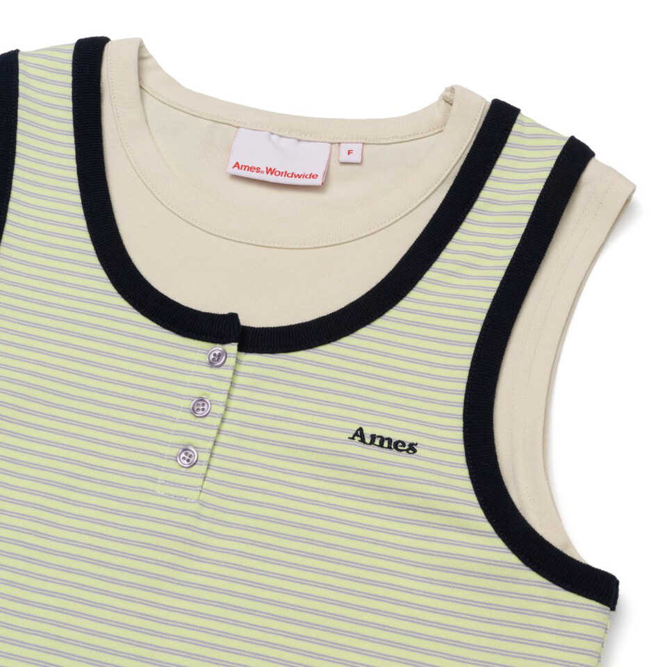 AMES0501-261 疊穿條紋背心 LAYERED BUTTON SLEEVELESS