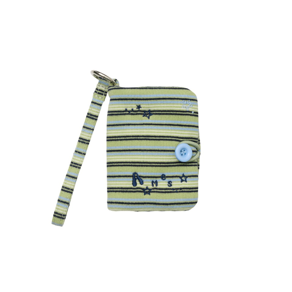 AMES3002-262 條紋卡片夾 STRIPE BUTTON CARD WALLET