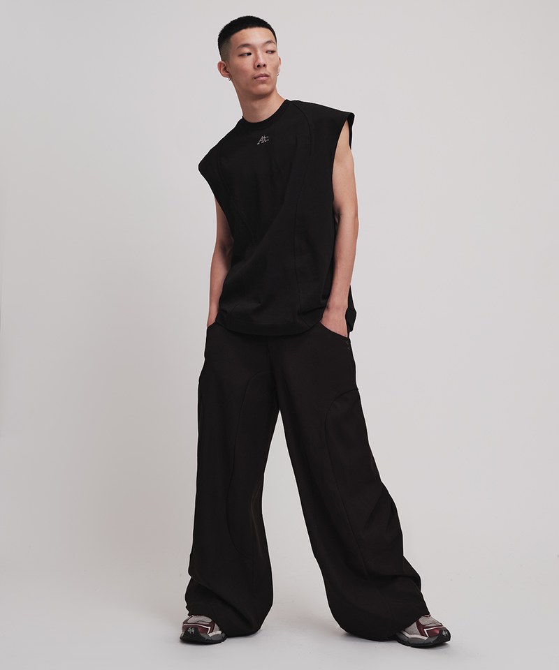 剪接造型闊腿褲 Wide-Legs Trousers