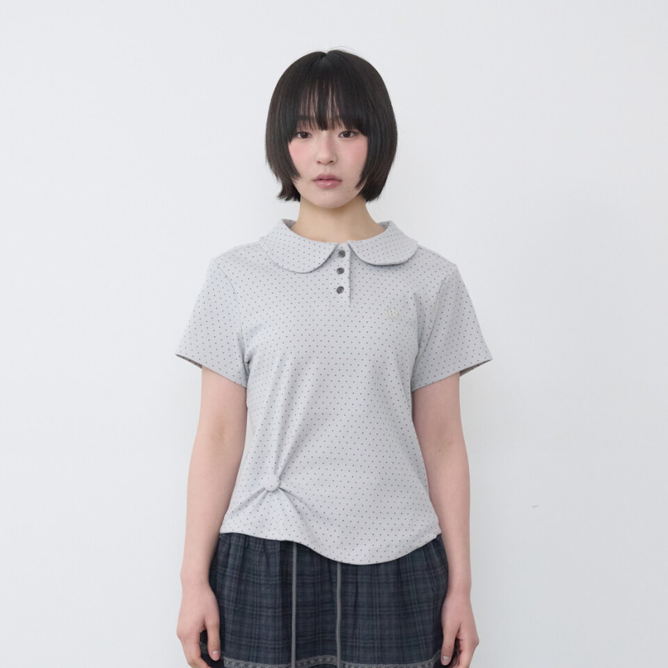 鈕扣點點短Tee Round Collar T-Shirt