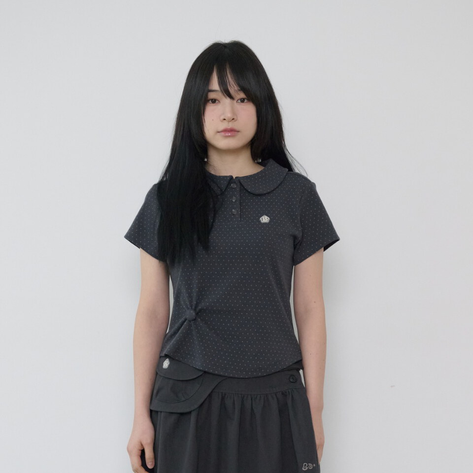 鈕扣點點短Tee Round Collar T-Shirt