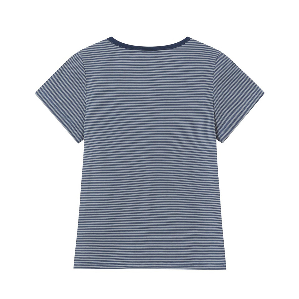 條紋短袖上衣 Henley Neck Slim Fit T-Shirt