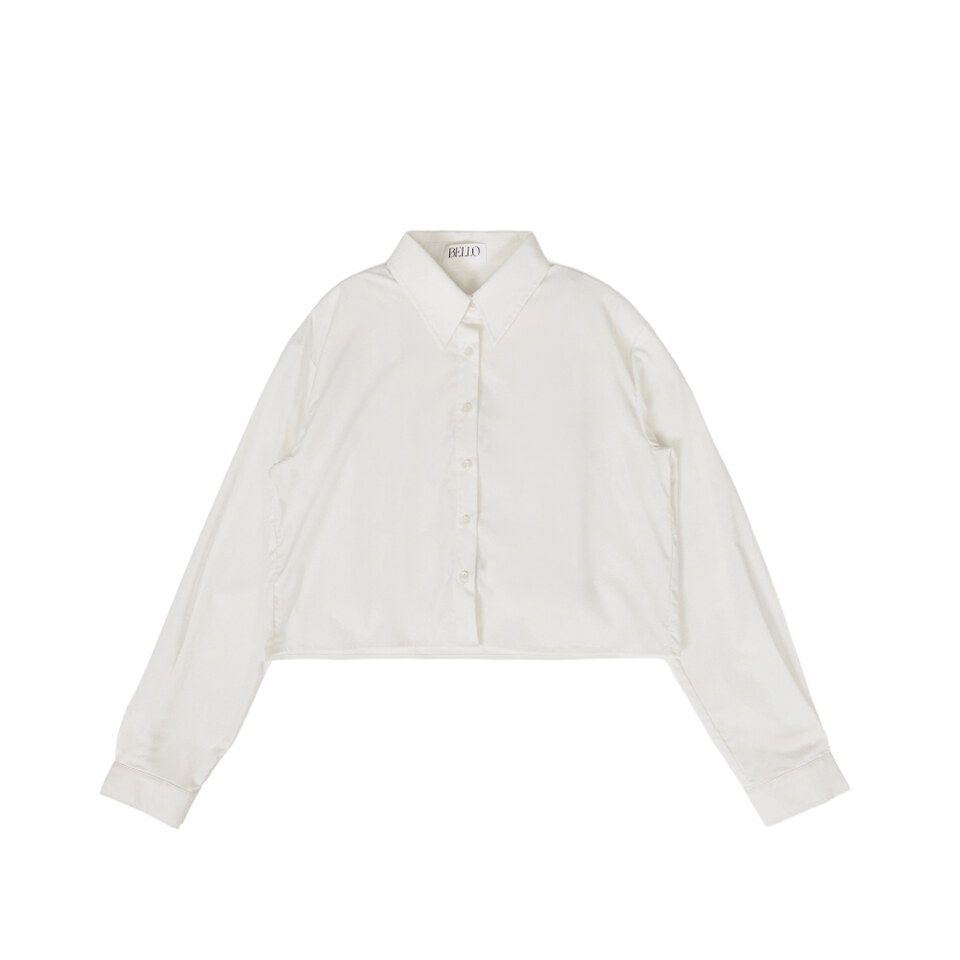 by Bello-竹纖維直身短版襯衫